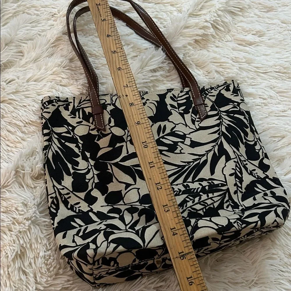 GAP Factory black and cream botanical small tote bag